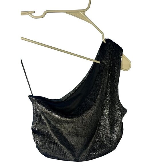 Susana Monaco Sequin BLACK, One Shoulder Crop TOP, RUCHED, TAYLOR SWIFT ERA, SM - Picture 7 of 8